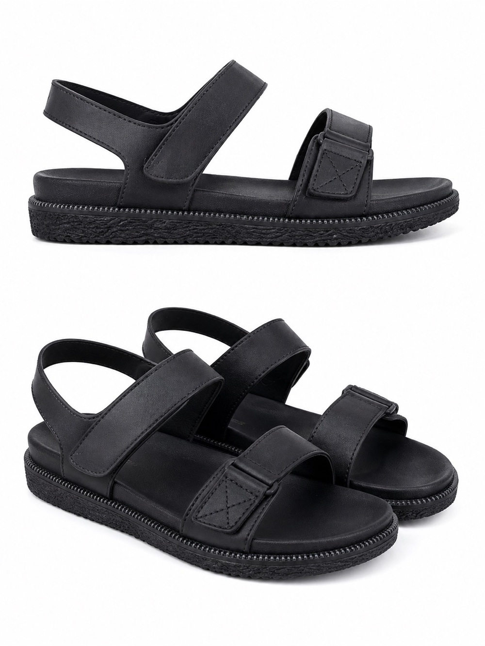 Black Chunky Sport Sandals / Platform Strappy Sandals - Size 38 (US 7.5)
